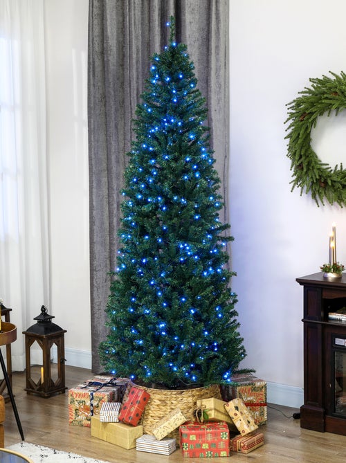 Sapin de Noël artificiel LED H.180 cm 899 branches télécommande vert - Kiabi