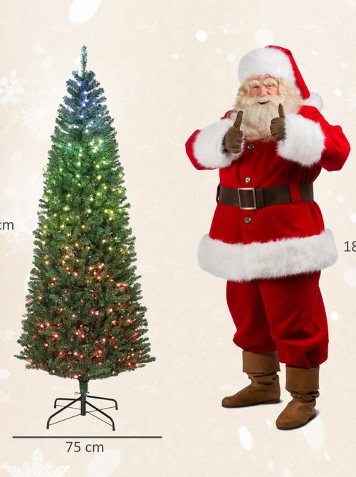 Sapin de Noël artificiel LED H.180 cm 899 branches télécommande vert - Kiabi