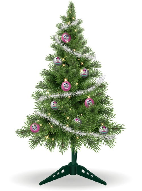 Sapin de noël de table 60 cm Minnie Mouse avec décorations et lumières - Kiabi