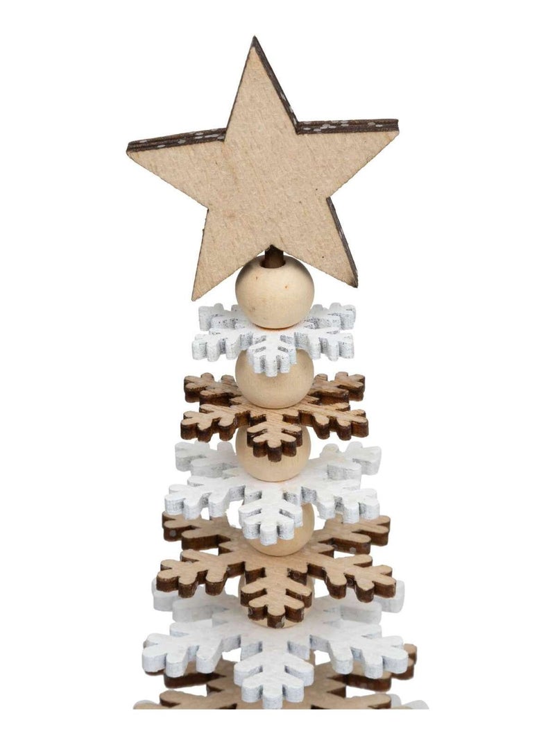 Sapin de Noël en flocon en bois Beige - Kiabi