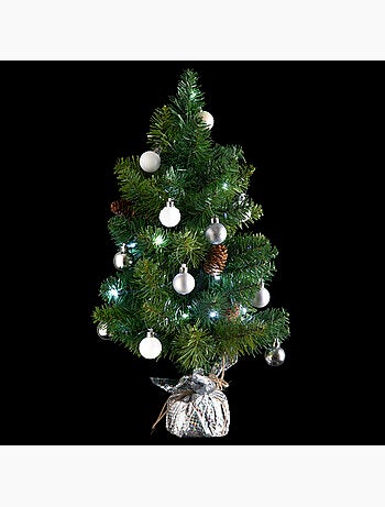 Sapin H50 cm avec décorations et guirlande lumineuse copper 20 LED
