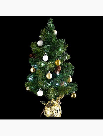 Sapin H50 cm avec décorations et guirlande lumineuse copper 20 LED