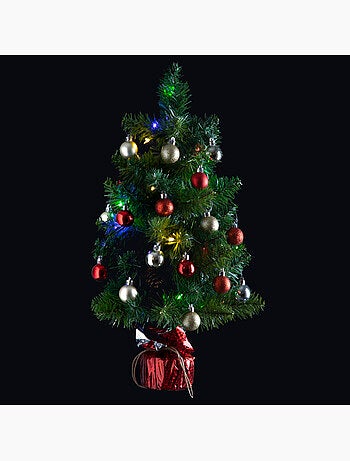 Sapin H50 cm avec décorations et guirlande lumineuse copper 20 LED