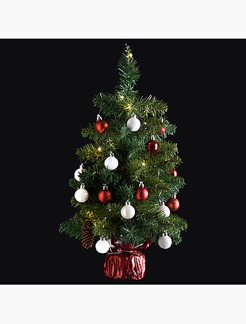 Sapin H50 cm avec décorations et guirlande lumineuse copper 20 LED