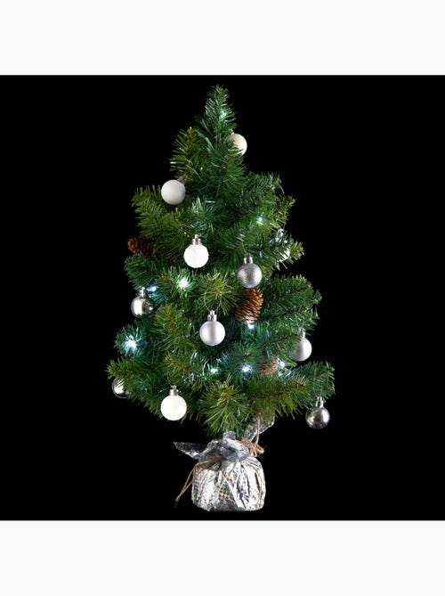 Sapin H50 cm avec décorations et guirlande lumineuse copper 20 LED - Kiabi Sapin H50 cm avec décorations et guirlande lumineuse copper 20 LED - Kiabi