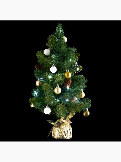 Sapin H50 cm avec décorations et guirlande lumineuse copper 20 LED - Kiabi Sapin H50 cm avec décorations et guirlande lumineuse copper 20 LED - Kiabi