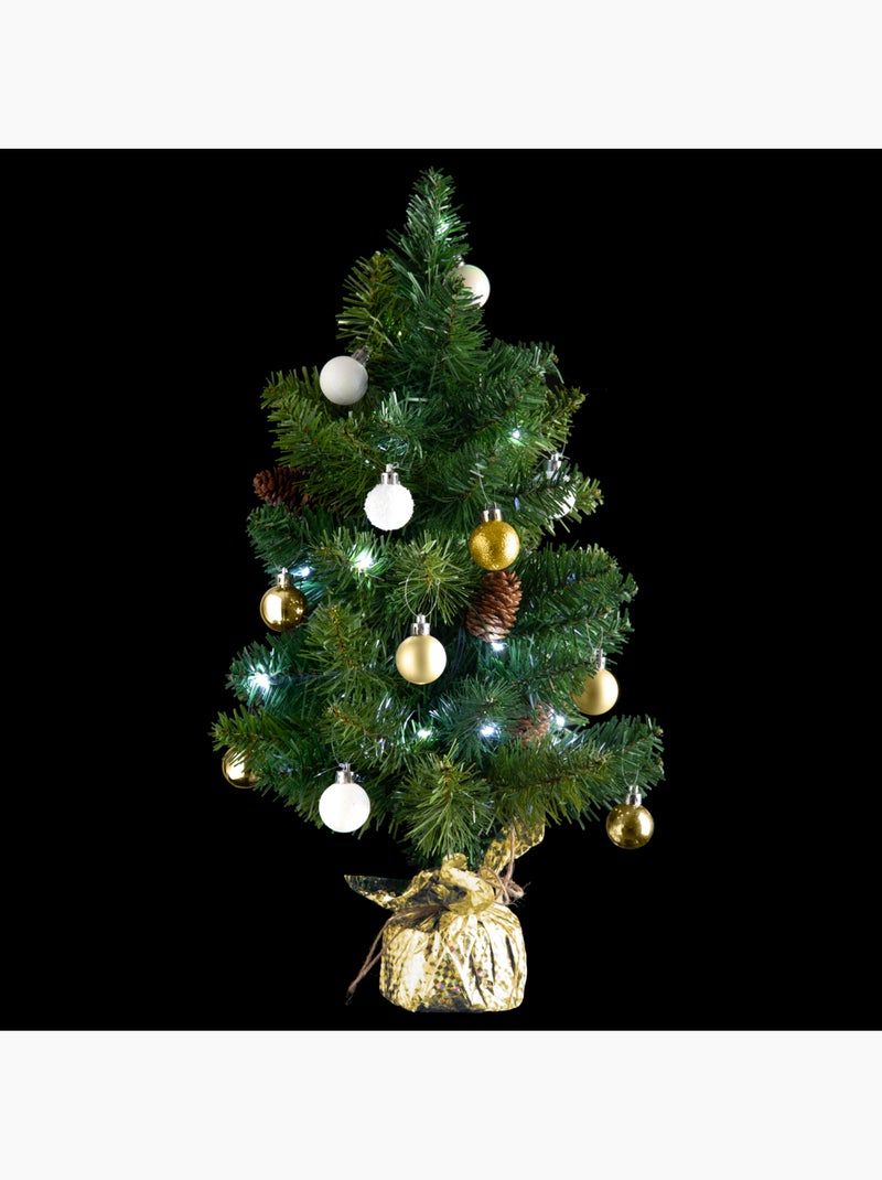 Sapin H50 cm avec décorations et guirlande lumineuse copper 20 LED Blanc - Kiabi