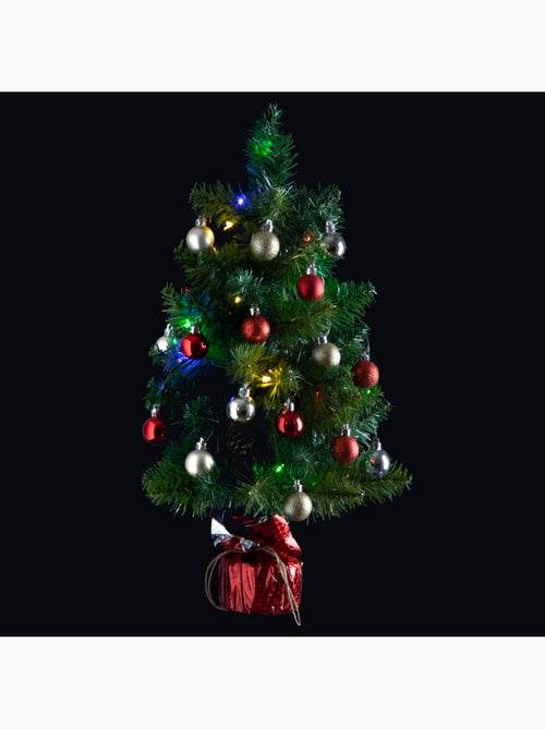 Sapin H50 cm avec décorations et guirlande lumineuse copper 20 LED - Kiabi Sapin H50 cm avec décorations et guirlande lumineuse copper 20 LED - Kiabi
