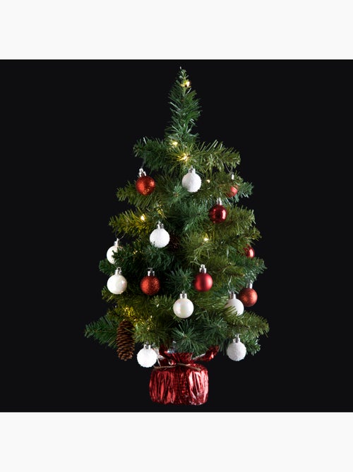 Sapin H50 cm avec décorations et guirlande lumineuse copper 20 LED - Kiabi Sapin H50 cm avec décorations et guirlande lumineuse copper 20 LED - Kiabi
