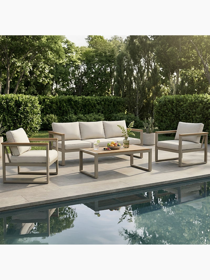 SARABURI Salon de jardin 5 places en acacia Marron - Kiabi