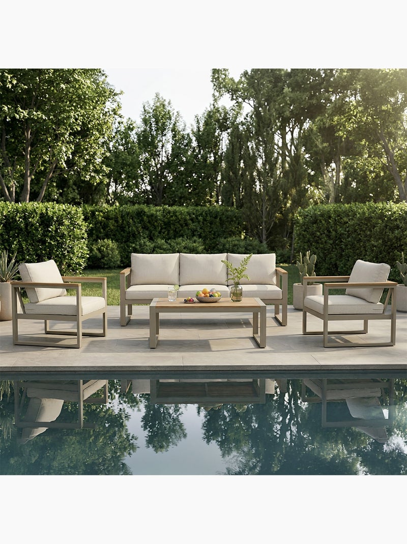 SARABURI Salon de jardin 5 places en acacia Marron - Kiabi