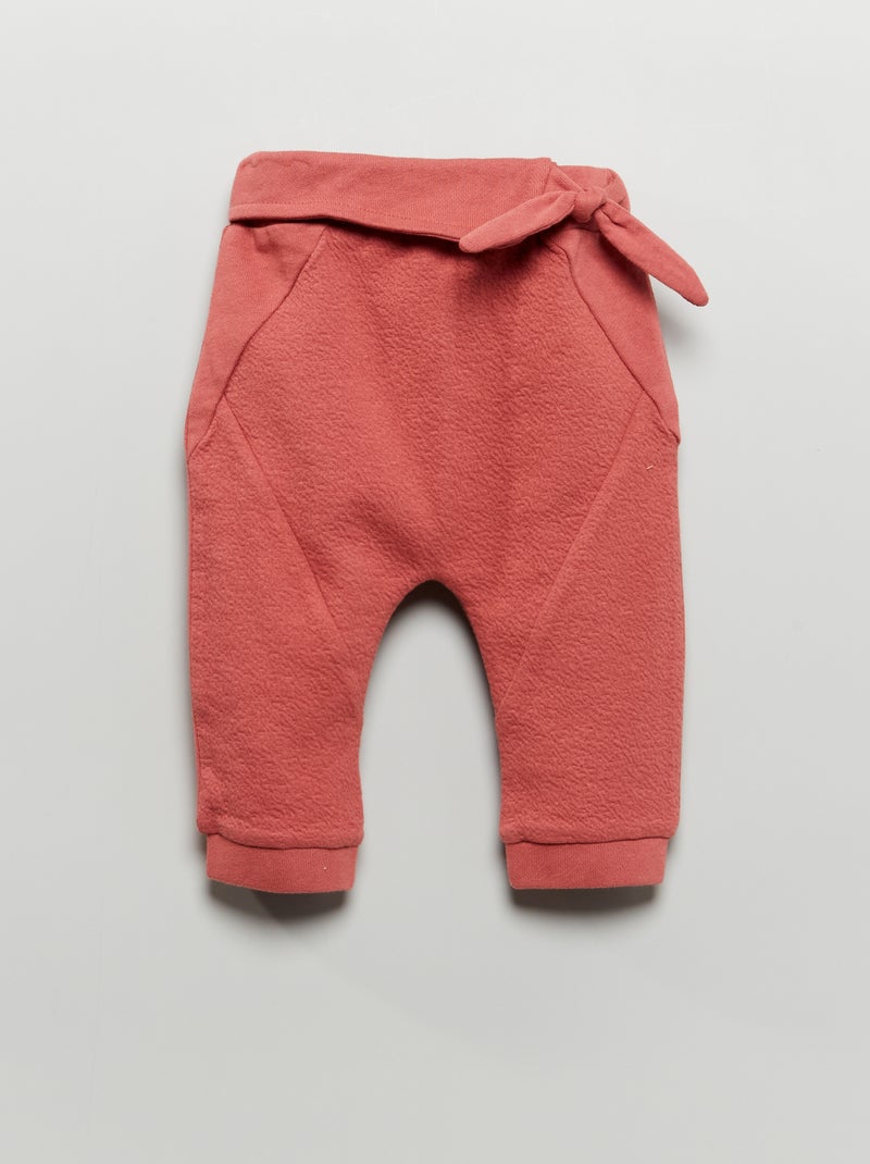 Sarouel en maille gaufrée avec nœud fantaisie Rose - Kiabi