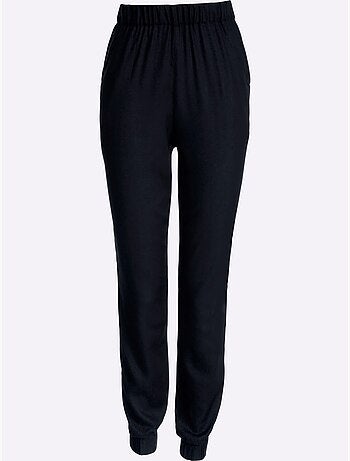 Sarouel fluide en viscose avec ceinture élastique et poches arrondies - Taille courte - Moda Vilona
