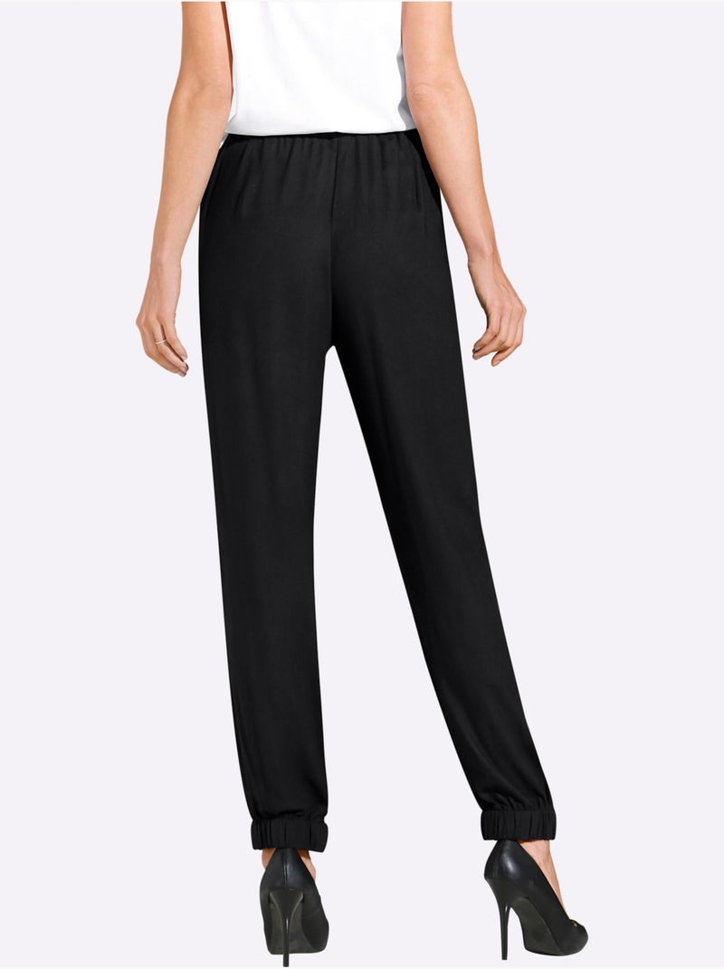 Sarouel en viscose avec ceinture élastique et poches arrondies - taille standard - moda vilona Noir - Kiabi