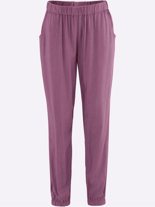 Sarouel fluide en viscose avec ceinture élastique et poches - Taille standard - Moda Vilona - Kiabi