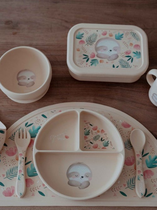 Sassi junior | assiette compartimentée en silicone avec ventouse animaux - Kiabi