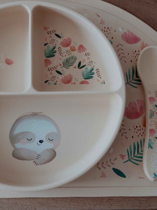 Sassi junior | assiette compartimentée en silicone avec ventouse animaux - Kiabi