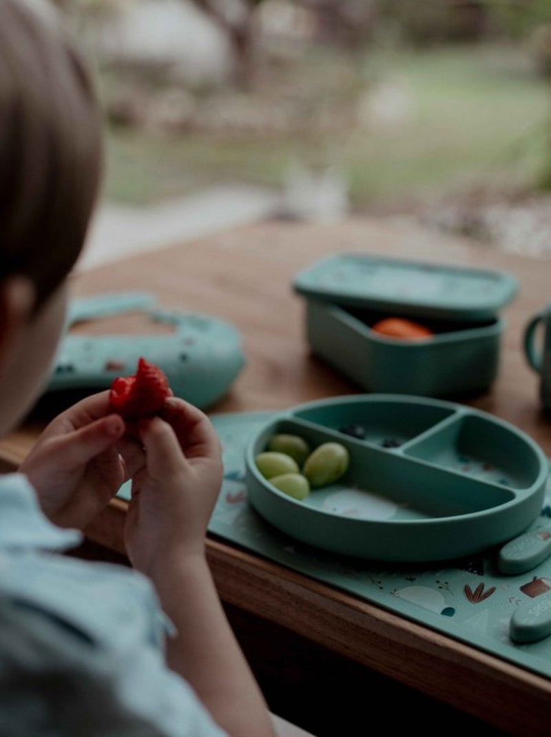 Sassi Junior | Assiette compartimentée en silicone avec ventouse Animaux Bleu - Kiabi
