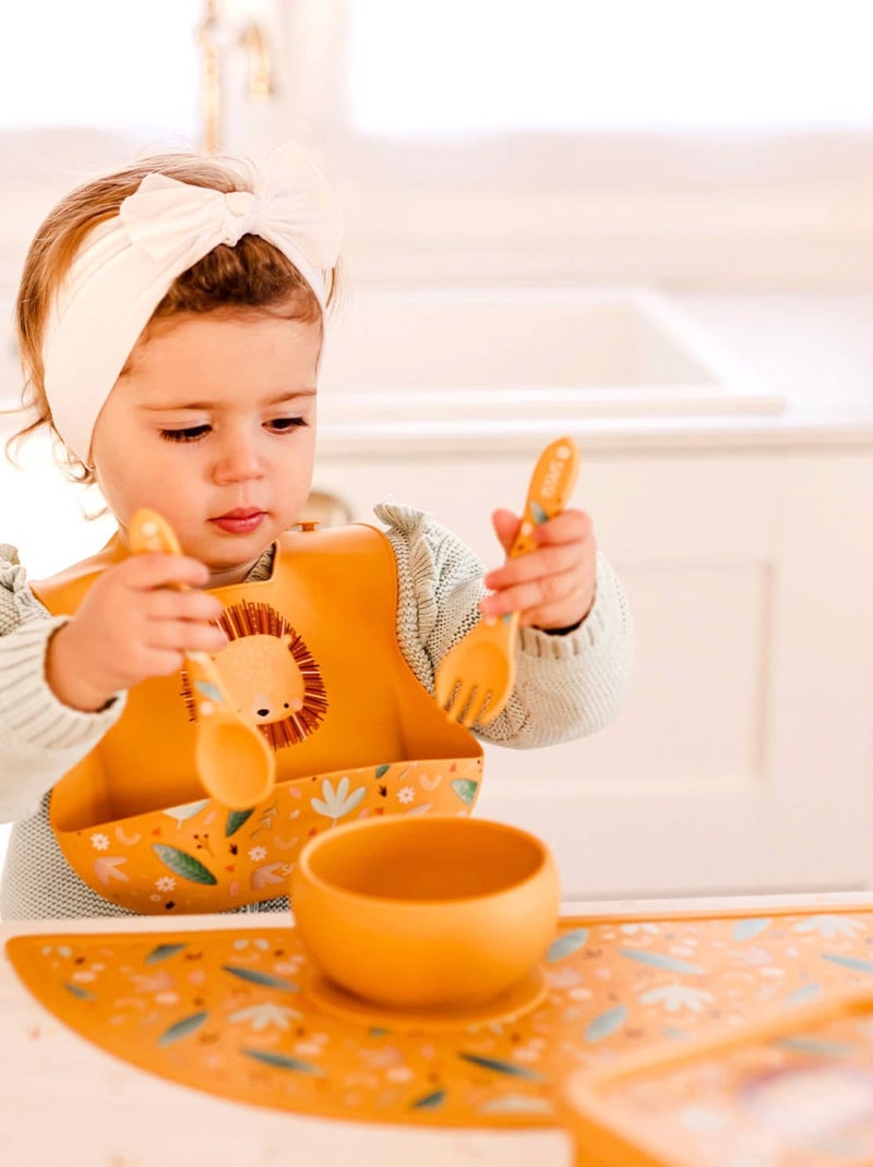 Sassi Junior | Assiette compartimentée en silicone avec ventouse Animaux Orange - Kiabi