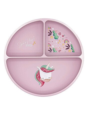 Sassi Junior | Assiette compartimentée en silicone avec ventouse Animaux