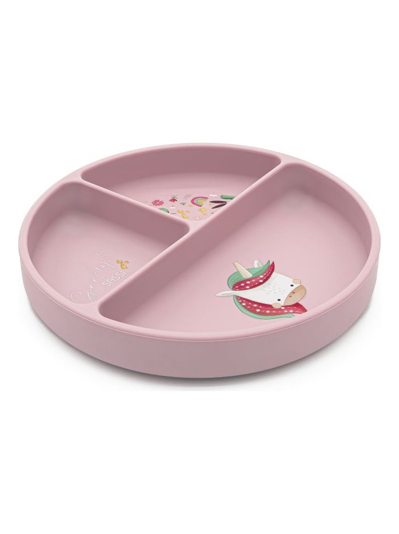 Sassi Junior | Assiette compartimentée en silicone avec ventouse Animaux Rose - Kiabi
