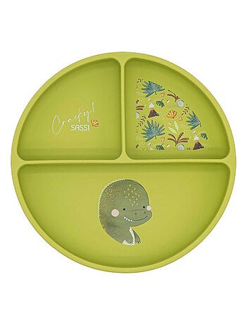 Sassi Junior | Assiette compartimentée en silicone avec ventouse Animaux