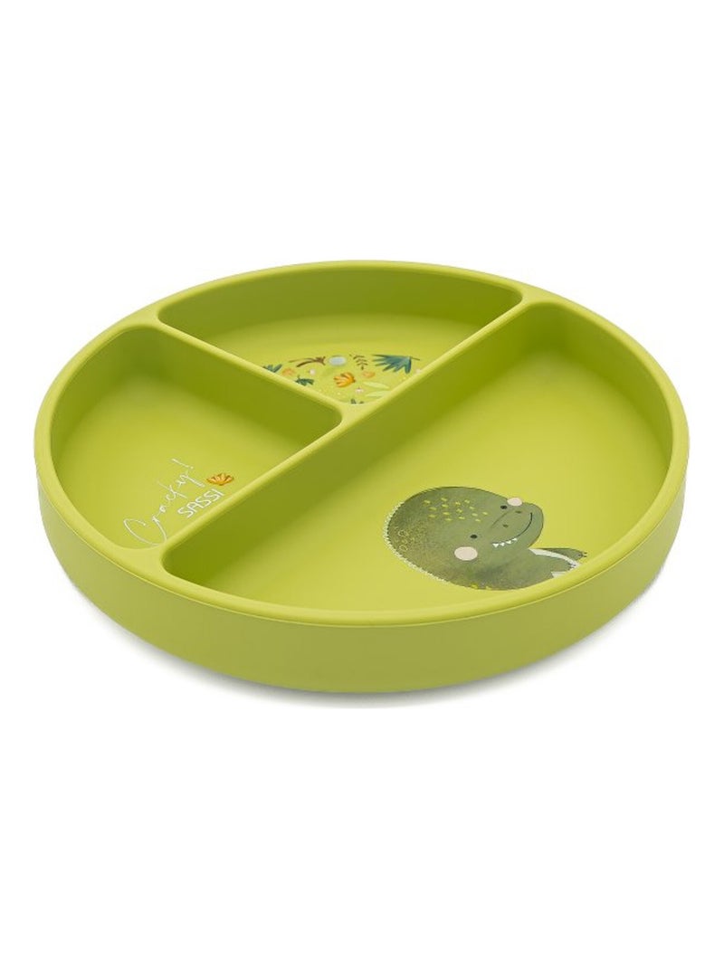 Sassi Junior | Assiette compartimentée en silicone avec ventouse Animaux Vert - Kiabi
