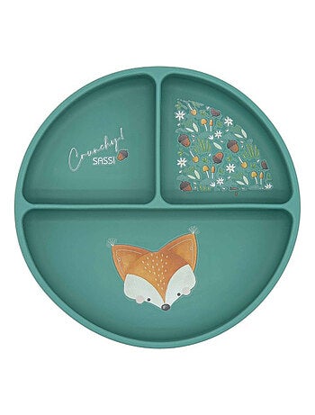 Sassi Junior | Assiette compartimentée en silicone avec ventouse Animaux