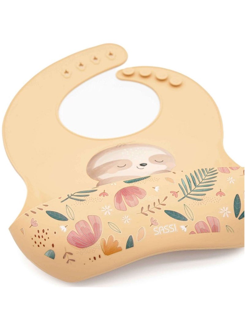 Sassi Junior | Bavoir récupérateur en silicone Animaux Beige - Kiabi