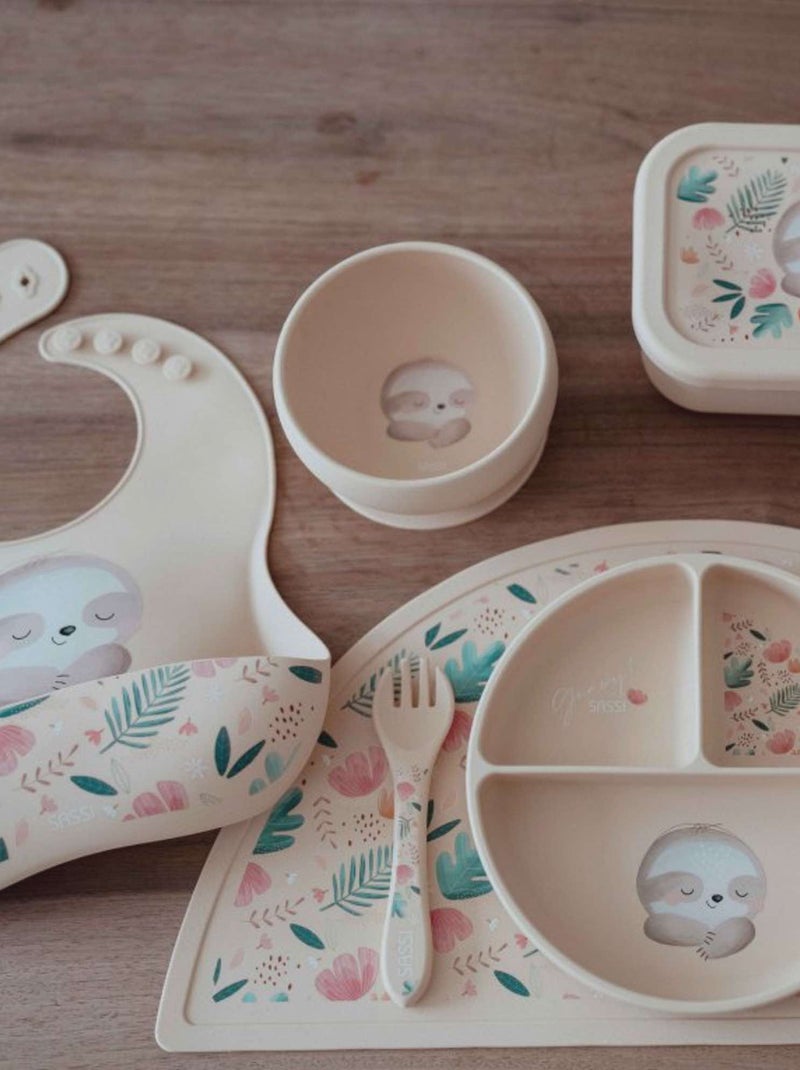 Sassi Junior | Bavoir récupérateur en silicone Animaux Beige - Kiabi