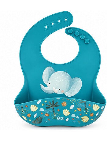 Sassi junior | bavoir récupérateur en silicone animaux