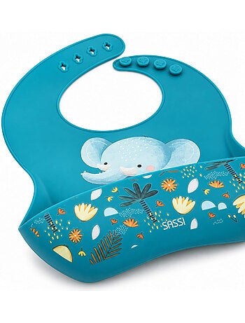 Sassi junior | bavoir récupérateur en silicone animaux