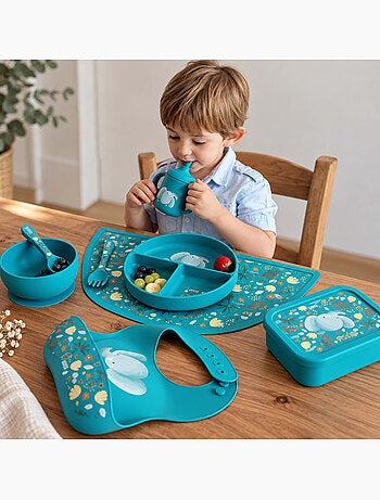 Sassi junior | bavoir récupérateur en silicone animaux