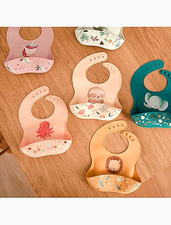 Sassi junior | bavoir récupérateur en silicone animaux