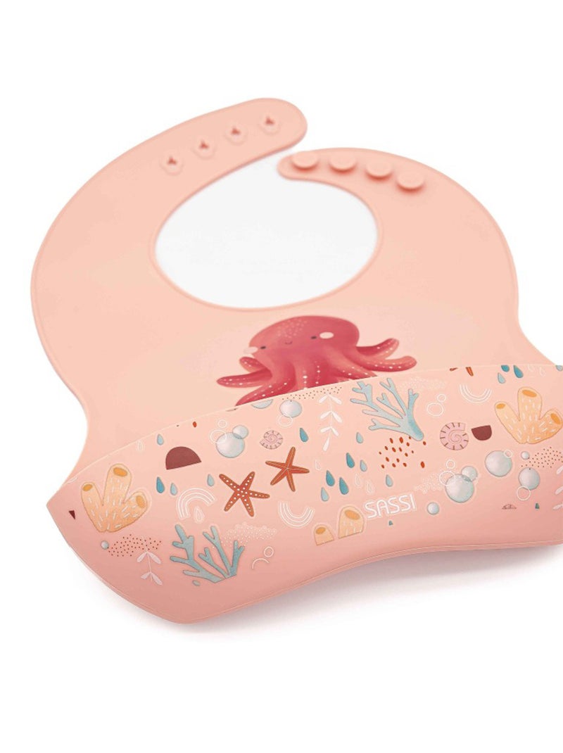 Sassi Junior | Bavoir récupérateur en silicone Animaux Orange clair - Kiabi