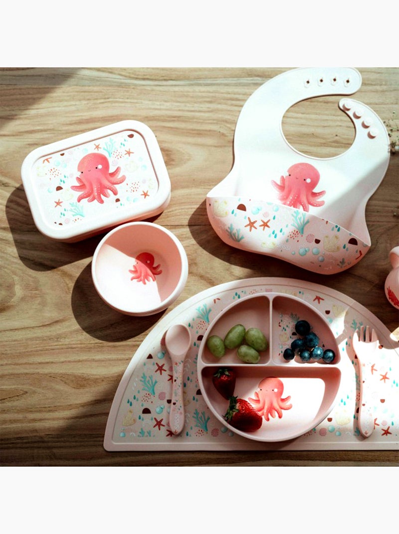 Sassi Junior | Bavoir récupérateur en silicone Animaux Orange clair - Kiabi