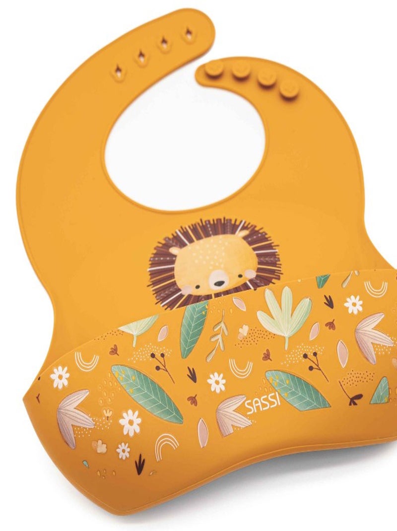 Sassi Junior | Bavoir récupérateur en silicone Animaux Orange - Kiabi