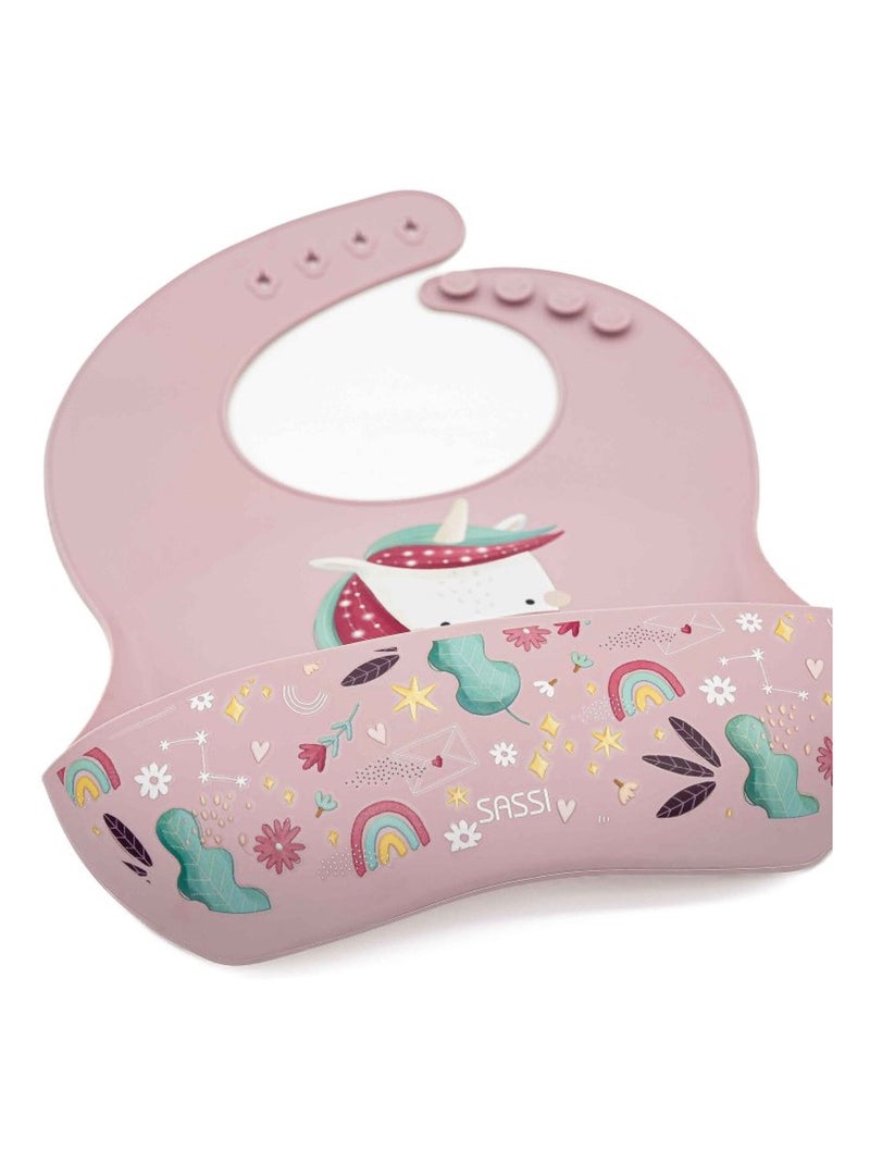Sassi Junior | Bavoir récupérateur en silicone Animaux Rose - Kiabi