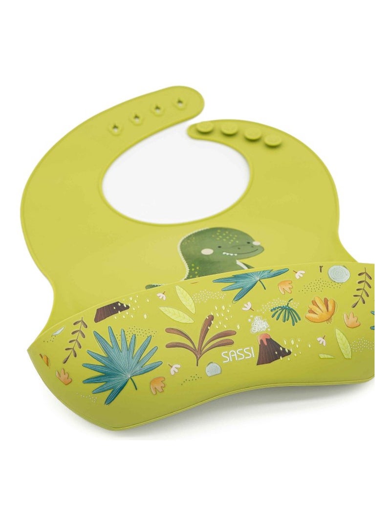 Sassi Junior | Bavoir récupérateur en silicone Animaux Vert clair - Kiabi