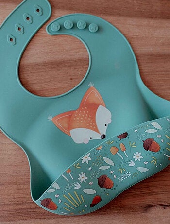 Sassi Junior | Bavoir récupérateur en silicone Animaux