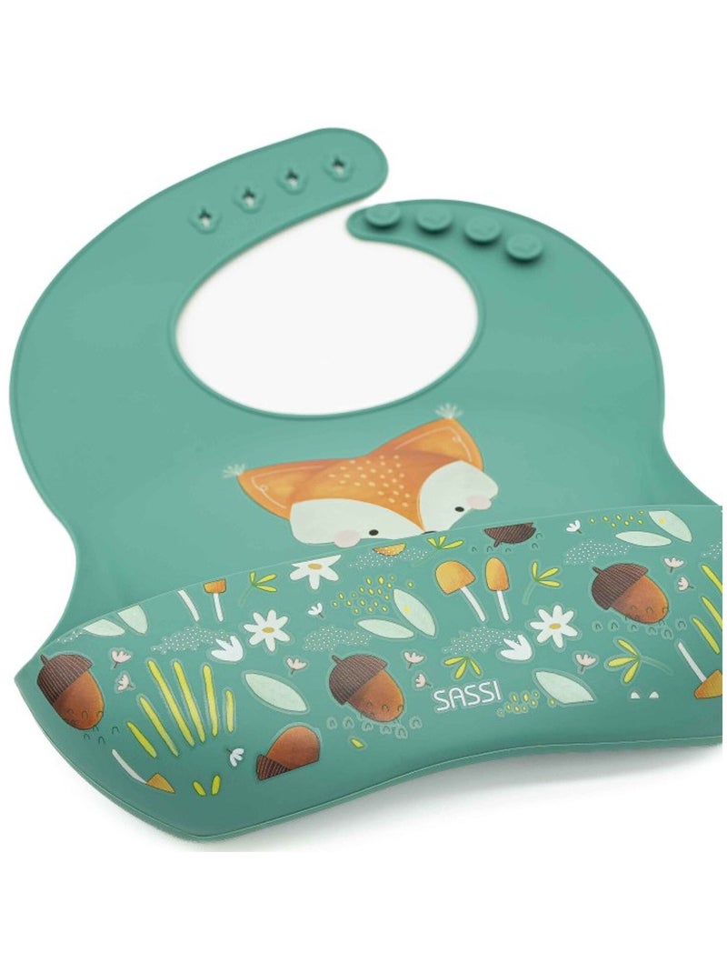 Sassi Junior | Bavoir récupérateur en silicone Animaux Vert foncé - Kiabi