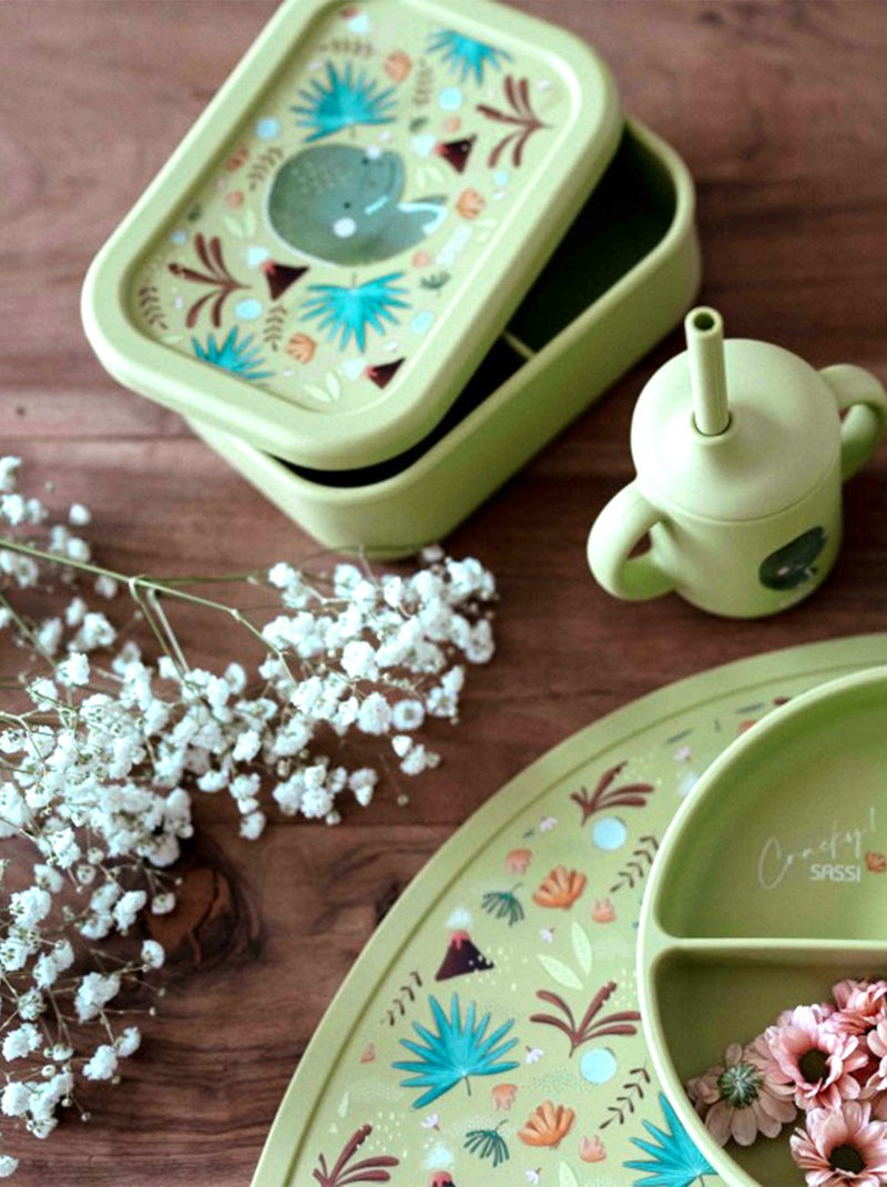 Sassi Junior | Boite à gouter lunch box en silicone Animaux Vert - Kiabi