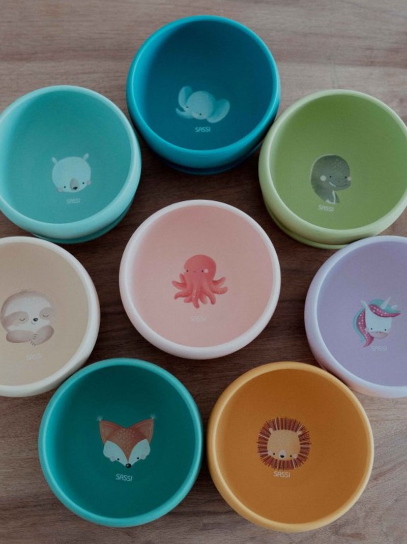 Sassi Junior | Bol en silicone avec ventouse Animaux Vert - Kiabi