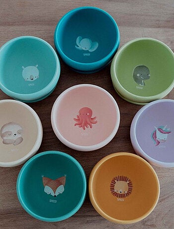 Sassi Junior | Bol en silicone avec ventouse Animaux