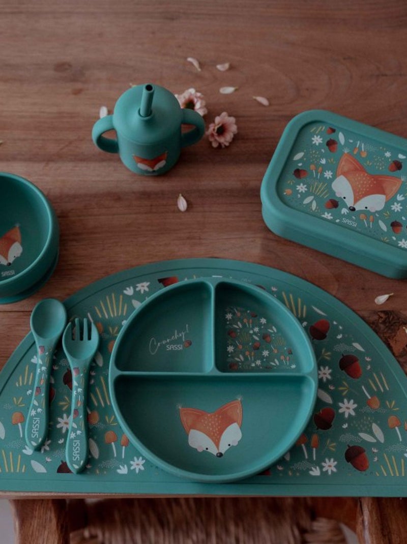Sassi Junior | Bol en silicone avec ventouse Animaux Vert forêt - Kiabi