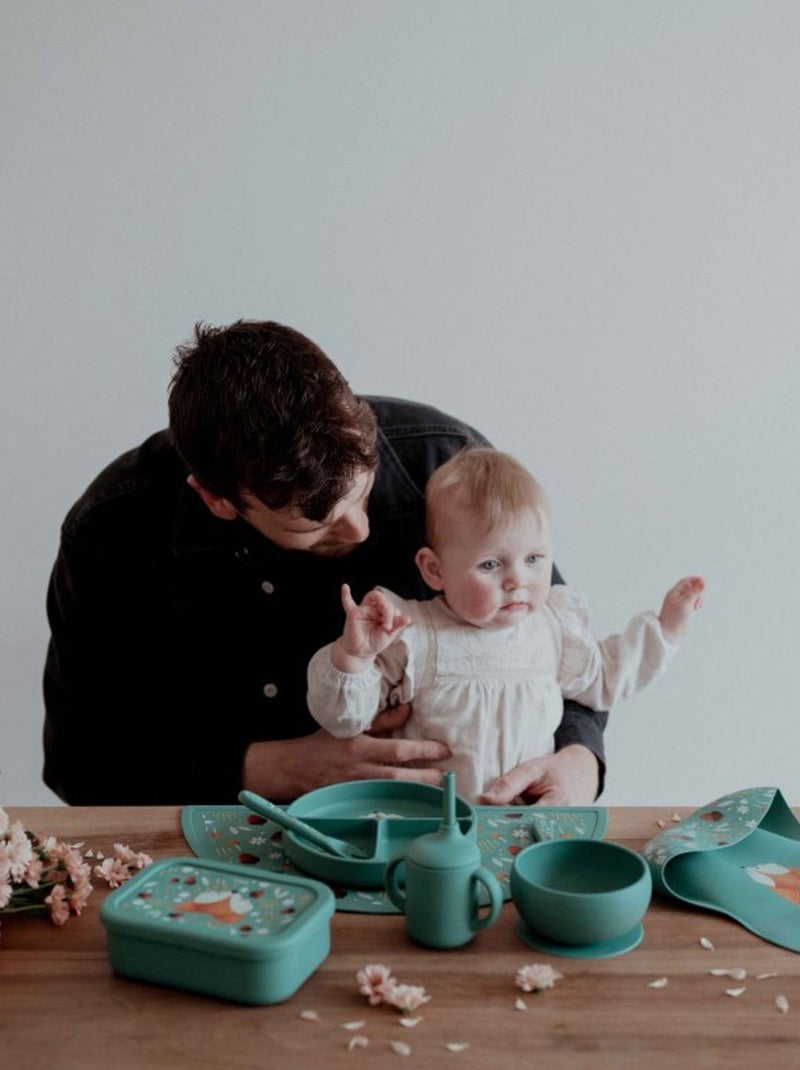 Sassi Junior | Bol en silicone avec ventouse Animaux Vert forêt - Kiabi