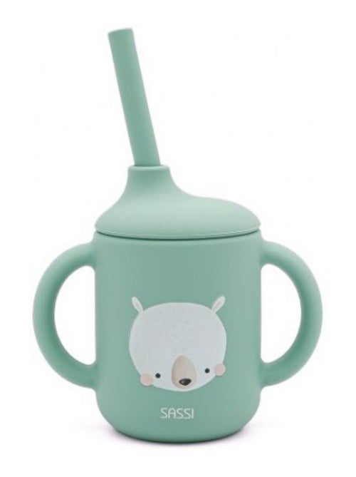 Sassi Junior | Gobelet en silicone avec poignées et paille 120 ml Animaux - Kiabi