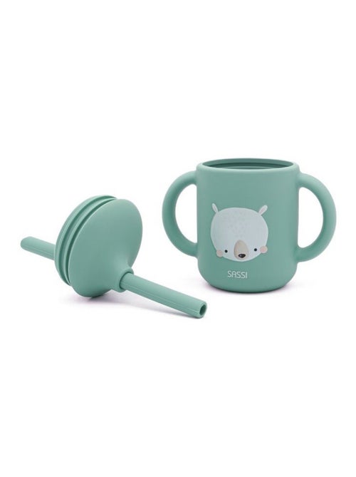 Sassi Junior | Gobelet en silicone avec poignées et paille 120 ml Animaux - Kiabi