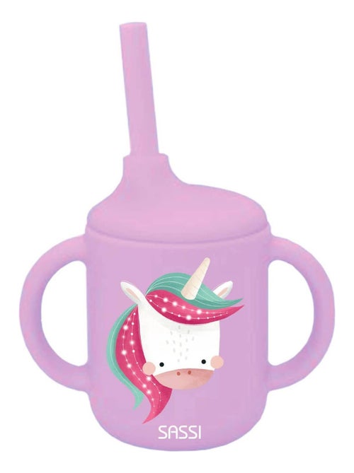 Sassi Junior | Gobelet en silicone avec poignées et paille 120 ml Animaux - Kiabi