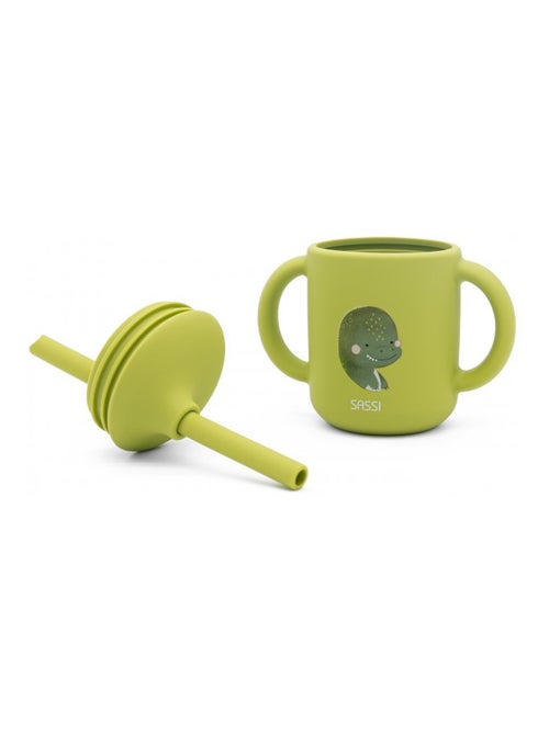 Sassi Junior | Gobelet en silicone avec poignées et paille 120 ml Animaux - Kiabi